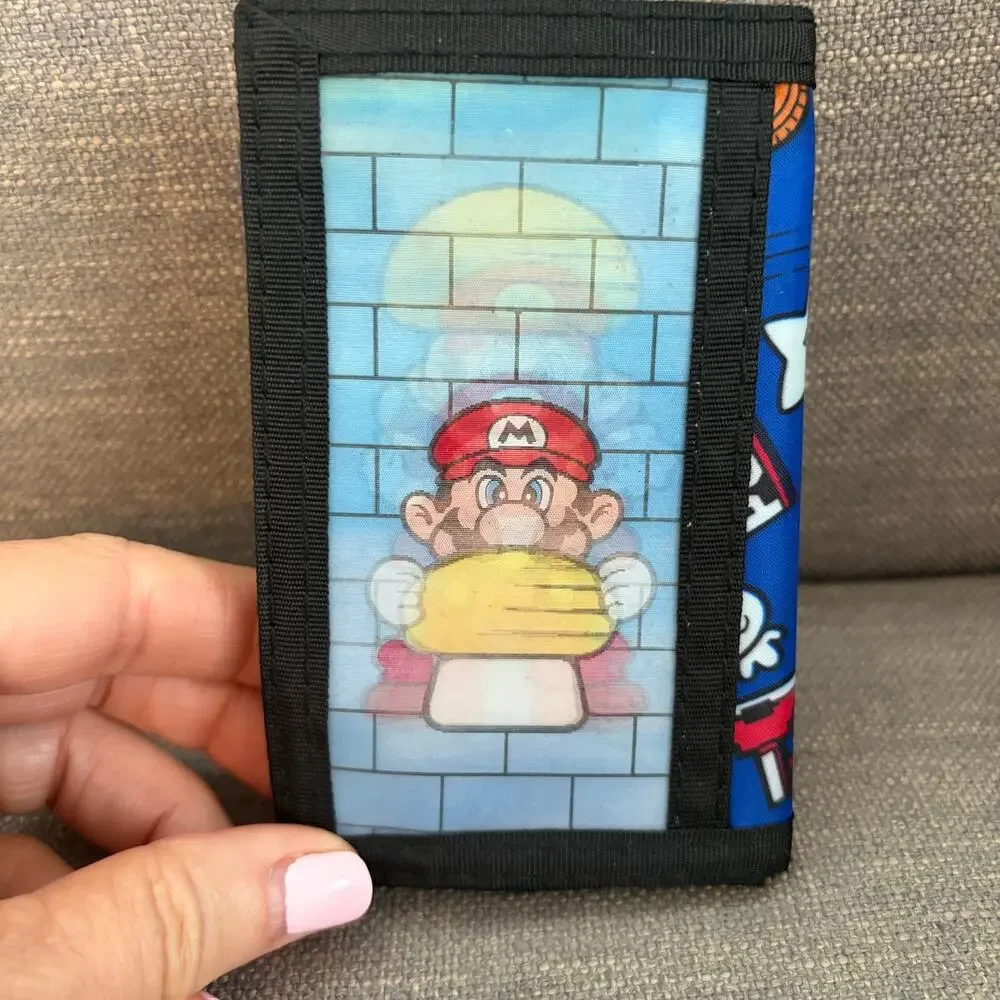Vintage 1990 Super Mario Bros Trifold Lenticular Wallet